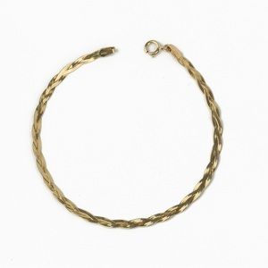 14k solid gold Italian made braided herringbone bracelet